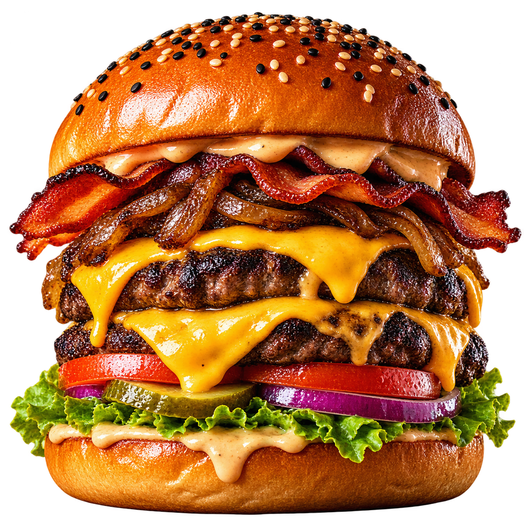 Brasa Monster, hambúrguer duplo com cheddar e bacon